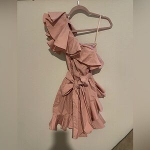 Bardot one shoulder ruffle dress